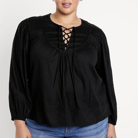 3X - Old Navy • Tie-Front Boho Swing Blouse - Picture 1 of 2